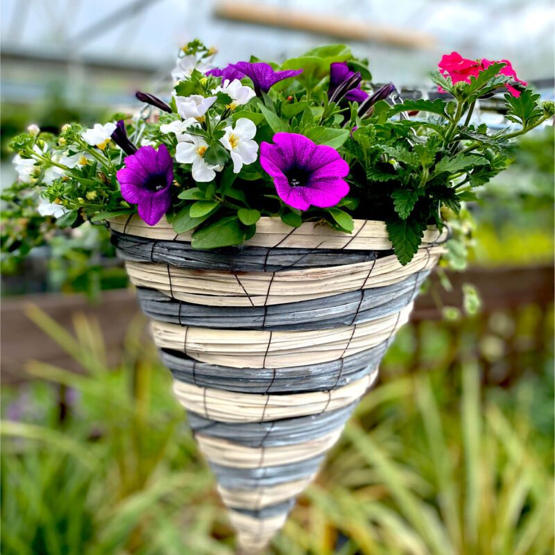 Summer Basket Grey White Wicker