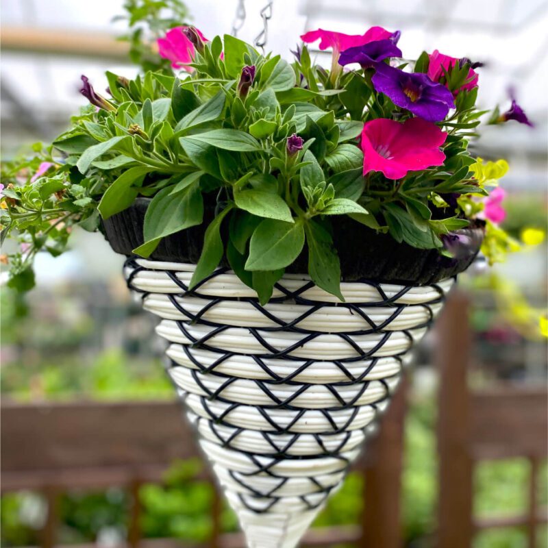 All Weather Cone Summer Basket Black & White