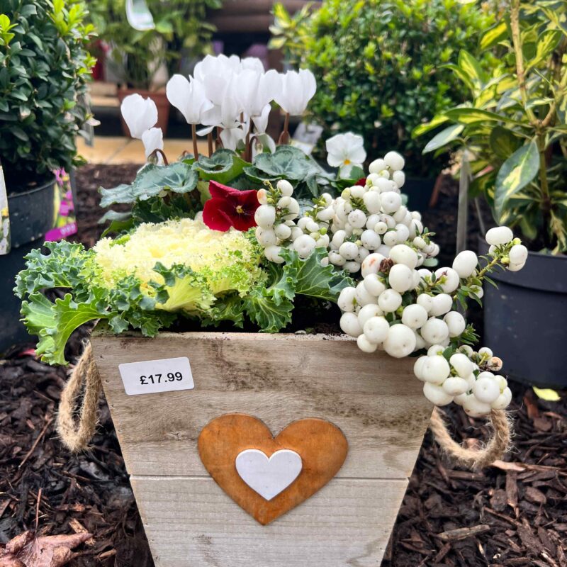 Winter Wood Heart Square Planter